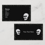 Gothic Skull White Polka Dot Border op Zwart Visitekaartje (Voorkant / Achterkant)