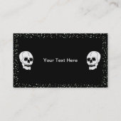Gothic Skull White Polka Dot Border op Zwart Visitekaartje (Achterkant)