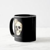 Gothic Skull White Roses gepersonaliseerd Mok (Voorkant links)