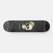Gothic Skull White Roses gepersonaliseerd Persoonlijk Skateboard (Horizontaal)