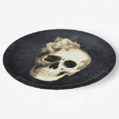 Gothic Skull White Roses Halloween Papieren Bordje (Gekanteld)