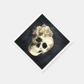 Gothic Skull White Roses Halloween Servet (Hoek)