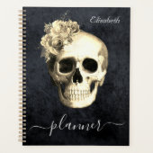 Gothic Skull White Roses Personalized Planner (Voorkant)