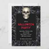 Gothic Skull White Spider Web Halloween Party Kaart (Voorkant)