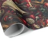 Gothic Skull Witchcraft Alchemy Spellbook & Candle Cadeaupapier (Rol Hoek)