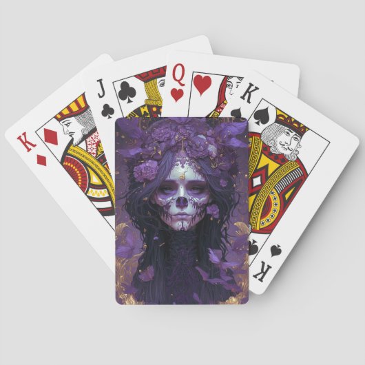 Gothic Skull Woman Dark Fantasy Art Pokerkaarten (Achterkant)