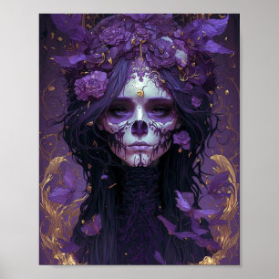 Gothic Skull Woman Dark Fantasy Art Poster