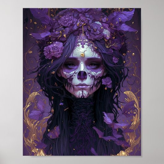 Gothic Skull Woman Dark Fantasy Art Poster (Voorkant)