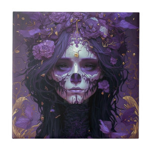 Gothic Skull Woman Dark Fantasy Art Tegeltje