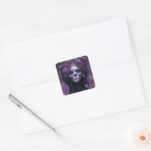 Gothic Skull Woman Dark Fantasy Art Vierkante Sticker (Envelop)