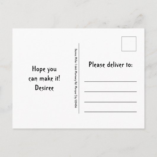 Gothic Skull Yellow Birthday Party RIP naar haar 2 Uitnodiging Briefkaart (Achterkant)