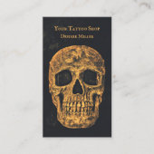 Gothic Skull Yellow Gold Gold Black Grunge Textuur Visitekaartje (Voorkant)