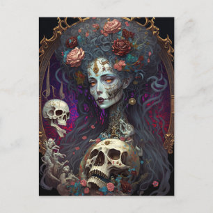 Gothic Skull Zombie Woman Gothic Briefkaart