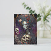 Gothic Skull Zombie Woman Gothic Briefkaart (Staand voorkant)