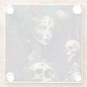 Gothic Skull Zombie Woman Gothic Glazen Onderzetter (Achterkant)