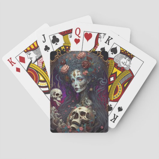 Gothic Skull Zombie Woman Gothic Pokerkaarten (Achterkant)