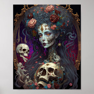 Gothic Skull Zombie Woman Gothic Poster