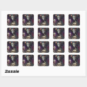 Gothic Skull Zombie Woman Gothic Vierkante Sticker (Vel)