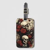 Gothic Skulls and Red Roses Bagagelabel (Voorkant (verticaal))