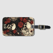 Gothic Skulls and Red Roses Bagagelabel (Voorkant (horizontaal))