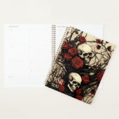 Gothic Skulls and Red Roses Monogram  Planner (Display)