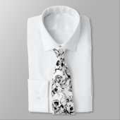 Gothic Skulls and Roses Line Art Business Wear Stropdas (Gebonden)