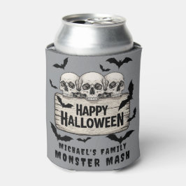 Gothic Skulls Bats Happy Halloween Beer Koozie