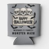 Gothic Skulls Bats Happy Halloween Beer Koozie (Voorkant)