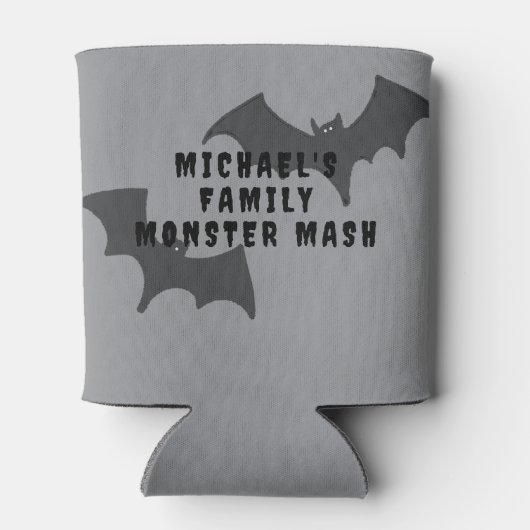 Gothic Skulls Bats Happy Halloween Beer Koozie (Achterkant)