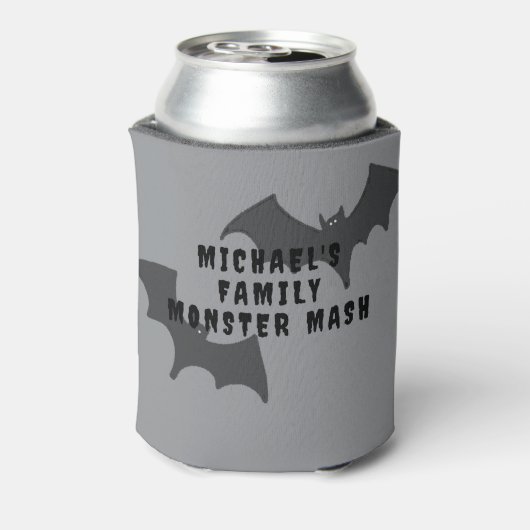 Gothic Skulls Bats Happy Halloween Beer Koozie (Blikje Achterkant)