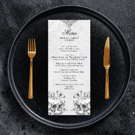 Gothic Skulls Black & White Wedding Moody Menu