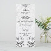 Gothic Skulls Black & White Wedding Moody Menu (Staand voorkant)