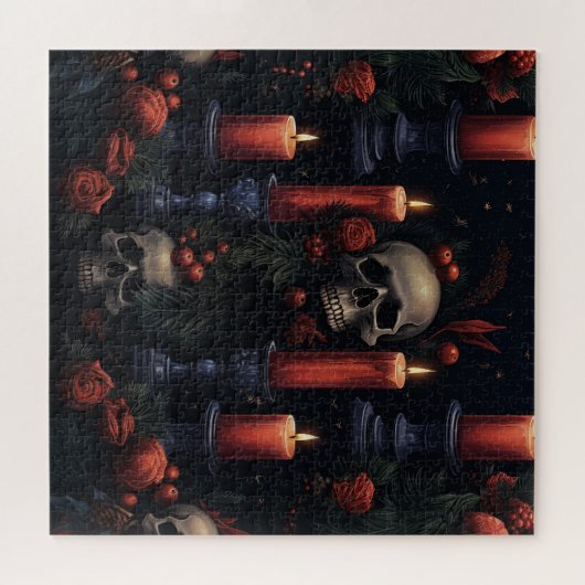 Gothic Skulls & Candles Kerst Legpuzzel (Horizontaal)