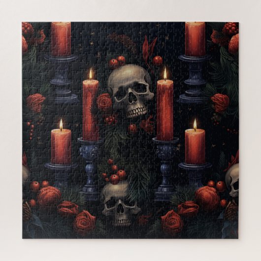 Gothic Skulls & Candles Kerst Legpuzzel (Verticaal)