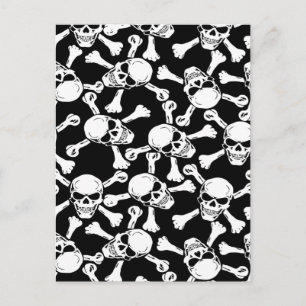 Gothic Skulls Crossbones Pattern Post Cards Briefkaart