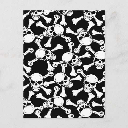 Gothic Skulls Crossbones Pattern Post Cards Briefkaart (Voorkant)