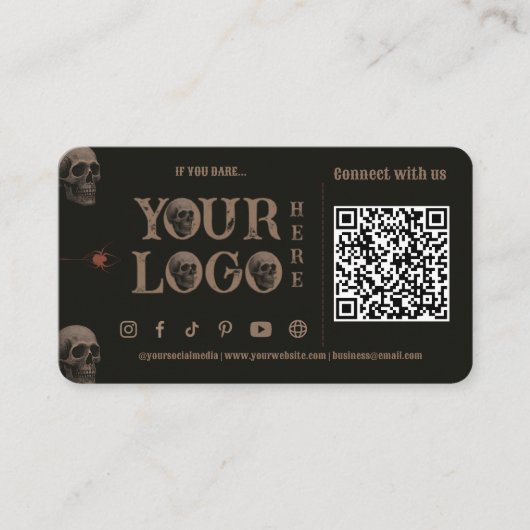 Gothic Skulls Dark Halloween Ticket Business Cards (Voorkant)