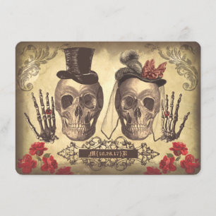 Gothic Skulls Day of the Dead Save the Date Cards