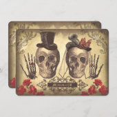 Gothic Skulls Day of the Dead Save the Date Cards (Voorkant / Achterkant)