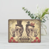 Gothic Skulls Day of the Dead Save the Date Cards (Staand voorkant)