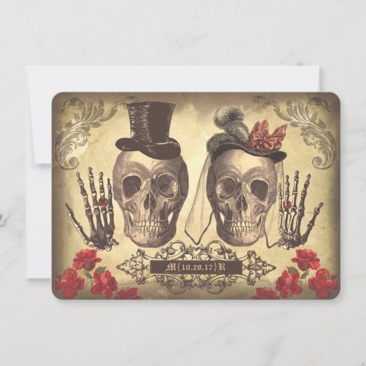 Gothic Skulls Day of the Dead Save the Date Cards (Voorkant)