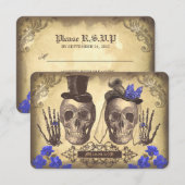 Gothic Skulls Day of the Dead Wedding RSVP-kaarten RSVP Kaartje (Voorkant / Achterkant)