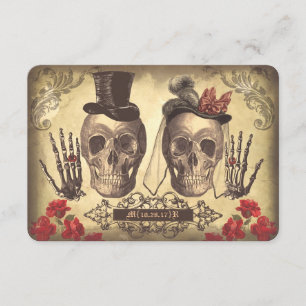 Gothic Skulls Day of the Dead Wedding RSVP-kaarten RSVP Kaartje