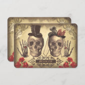 Gothic Skulls Day of the Dead Wedding RSVP-kaarten RSVP Kaartje (Voorkant / Achterkant)