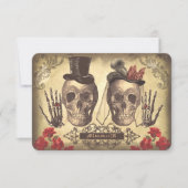 Gothic Skulls Day of the Dead Wedding RSVP-kaarten RSVP Kaartje (Voorkant)