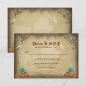 Gothic Skulls Day of the Dead Wedding RSVP-kaarten RSVP Kaartje (Voorkant / Achterkant)