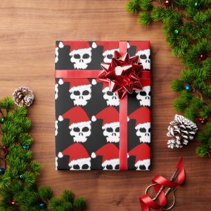Gothic Skulls Dragen Kerstmis Kerstman Hoeden op Z Cadeaupapier
