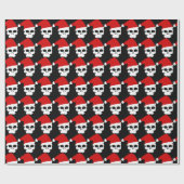 Gothic Skulls Dragen Kerstmis Kerstman Hoeden op Z Cadeaupapier (Vlak)