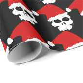 Gothic Skulls Dragen Kerstmis Kerstman Hoeden op Z Cadeaupapier (Rol Hoek)