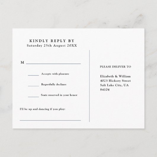 Gothic Skulls Floral Song Request RSVP Briefkaart (Achterkant)